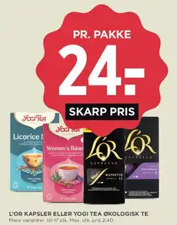 MENY L'OR kapsler eller Yogi Tea økologisk te tilbud