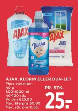 MENY Ajax, Klorin eller Dun‑let tilbud