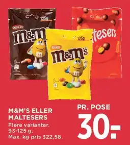 MENY M&M'S ELLER MALTESERS tilbud