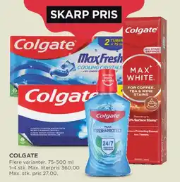 MENY Colgate tandpasta / mundpleje tilbud