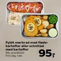 SuperBrugsen Fyldt mørbrad med flødekartofler eller schnitzel med kartofler tilbud
