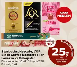 SuperBrugsen Starbucks, Nescafé, L'OR, Black Coffee Roasters eller Lavazza kaffepakelser tilbud