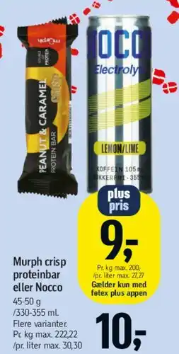 Føtex Murph crisp proteinbar eller Nocco tilbud