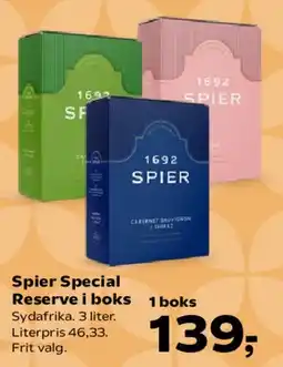 SuperBrugsen Spier Special Reserve i boks tilbud
