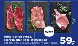 SuperBrugsen Irma Iberico presa, secreto eller kotelet med ben tilbud