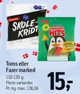 Føtex Toms eller Fazer marked tilbud