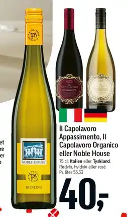 Føtex Il Capolavoro Appassimento, Il Capolavoro Organico eller Noble House tilbud
