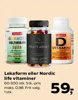 SuperBrugsen Lekafom eller Nordic Life vitaminer tilbud