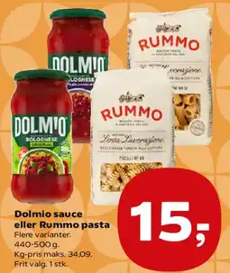 SuperBrugsen Dolmio sauce eller Rummo pasta tilbud