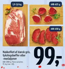 Føtex Nakkefilet af dansk gris, tykstegsbeffer eller medaljoner tilbud