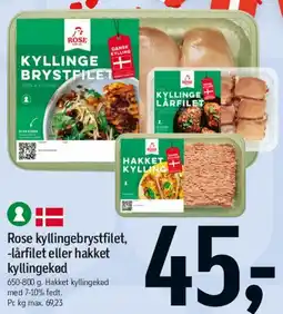 Føtex Rose kyllingebrystfilet, lårfilet eller hakket kyllingekød tilbud