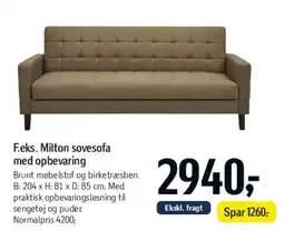 Føtex F.eks. Milton sovesofa med opbevaring tilbud
