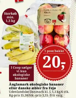 Dagli'Brugsen Änglamark økologiske bananer eller danske æbler fra Fejø tilbud