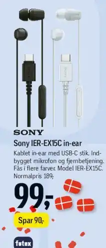 Føtex Sony IER-EX15C in-ear tilbud