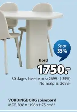 JYSK VORDINGBORG spisebord tilbud