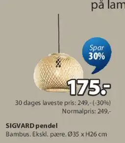 JYSK SIGVARD pendel tilbud
