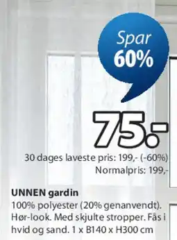JYSK UNNEN gardin tilbud