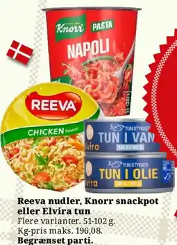 Dagli'Brugsen Reeva nudler, Knorr snackpot eller Elvira tun tilbud