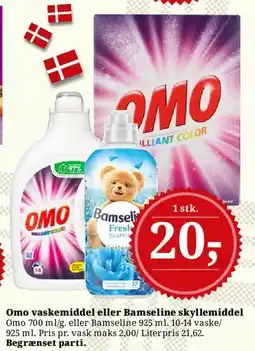 Dagli'Brugsen Omo vaskemiddel eller Bamseline skyllemiddel tilbud