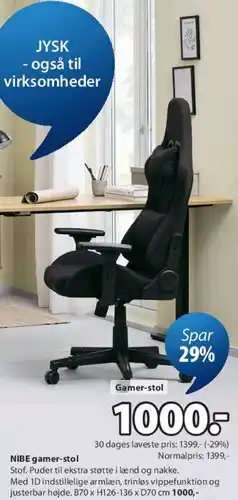 JYSK NIBE gamer-stol tilbud
