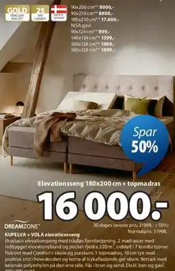 JYSK KUPELVA + VOLA elevationsseng tilbud
