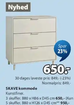 JYSK SKAVE kommode (3 skuffer) tilbud