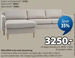 JYSK HILLERUP sofa med chaiselong tilbud