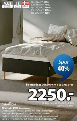 JYSK DREAMZONE SUMLEV/ESKO boxmadras + topmadras tilbud