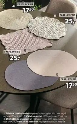 JYSK Dækkeservietter / bordplacemats tilbud