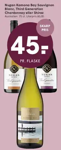 SPAR Nugan Kamona Bay — Sauvignon Blanc / Third Generation Chardonnay / Shiraz tilbud