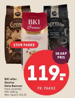SPAR BKI eller Gestus Hele bønner tilbud