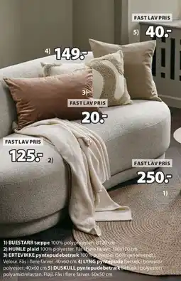 JYSK Assorterede pyntepuder og plaider (sofa styling) tilbud