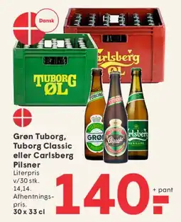 SPAR Grøn Tuborg, Tuborg Classic eller Carlsberg Pilsner (kasse) tilbud