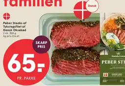 SPAR Peber Steaks af Tykstegsfilet af Dansk Oksekød tilbud