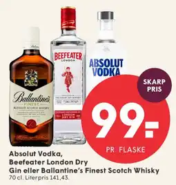 SPAR Absolut Vodka, Beefeater London Dry Gin eller Ballantine's tilbud