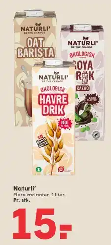 SPAR Naturli' - plantemælk (flere varianter) tilbud