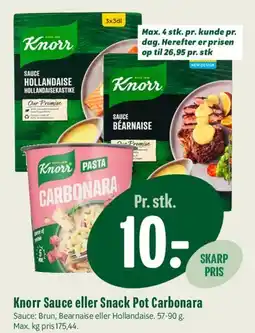 Min Købmand Knorr Sauce eller Snack Pot Carbonara tilbud