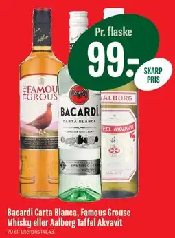 Min Købmand Bacardi Carta Blanca, Famous Grouse eller Aalborg Taffel Akvavit tilbud