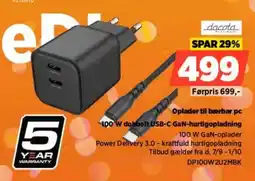 Power dacata 100 W dobbelt usb-c gan-hurtigoplader tilbud