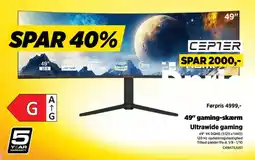 Power Cepter 49" gaming-skærm Ultrawide gaming tilbud