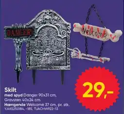 BigDollar Skilt med spyd Danger tilbud