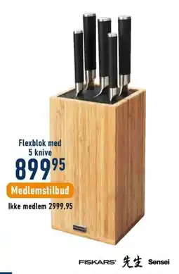 Imerco Fiskars Sensei Flexblok med 5 knive tilbud