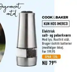 Imerco Cook&Baker elektrisk salt- og peberkværn tilbud