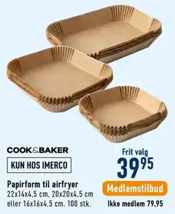 Imerco Cook&Baker Papirform til airfryer tilbud