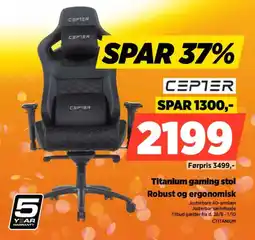 Power Cep1er titanium gaming stol tilbud