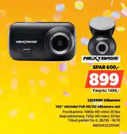 Power Nextbase 222XRWC bilkamera tilbud