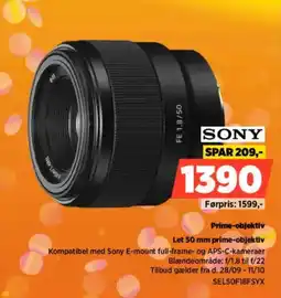 Power Sony FE 1.8/50 tilbud