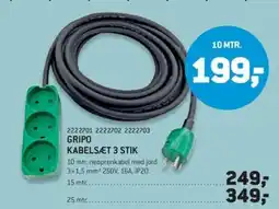XL-BYG Gripo kabelsæt 3 stik tilbud
