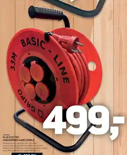 XL-BYG Blue Electric håndværker-kabeltromle tilbud