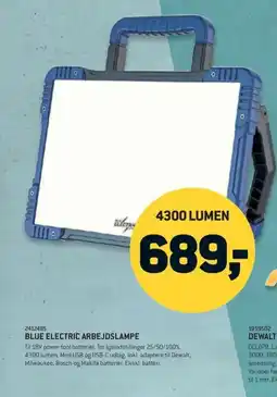 XL-BYG Blue electric arbejdslampe tilbud